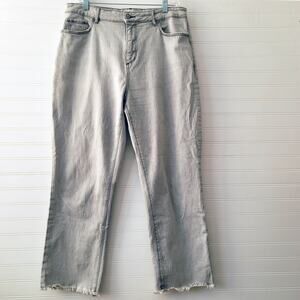 Loft Jeans Gray 30/10 Curvy Straight Crop Raw Hems Mineral Wash Dyed Distressed